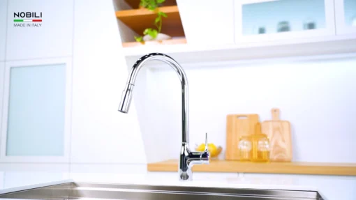 VÒI RỬA BÁT DÂY RÚT NOBILI MANIA NB305C vòi nước rửa chén tiết kiệm nước, thiết kế đẹp mắt
