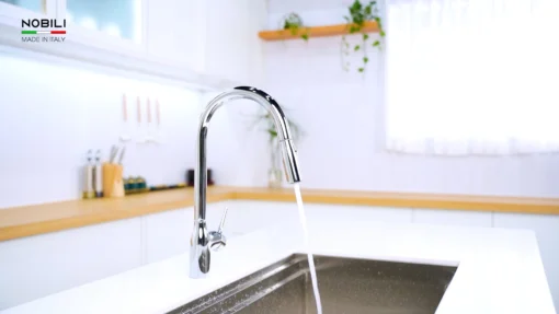 VÒI RỬA BÁT DÂY RÚT NOBILI MANIA NB305C vòi nước rửa chén tiết kiệm nước, thiết kế đẹp mắt