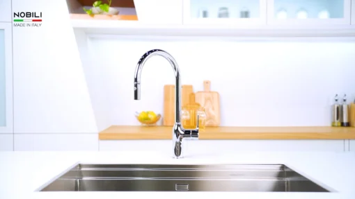 VÒI RỬA BÁT DÂY RÚT NOBILI RING NB131L vòi nước rửa chén thiết kế dây rút tiện dụng, chất liệu inox cao cấp