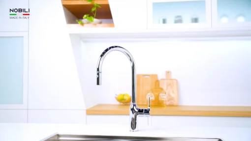 VÒI RỬA BÁT DÂY RÚT NOBILI RING NB131L vòi nước rửa chén thiết kế dây rút tiện dụng, chất liệu inox cao cấp