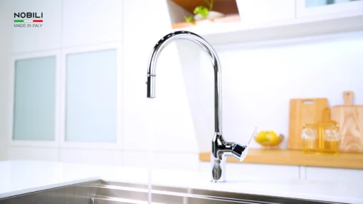 VÒI RỬA BÁT DÂY RÚT NOBILI RING NB131L vòi nước rửa chén tiết kiệm nước, thiết kế đẹp mắt