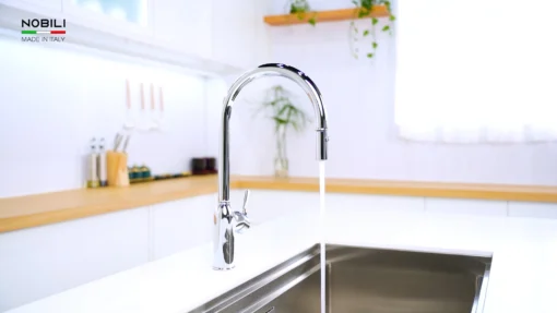 VÒI RỬA BÁT DÂY RÚT NOBILI RING NB131L vòi nước rửa chén tiết kiệm nước, thiết kế đẹp mắt