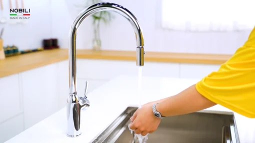 VÒI RỬA BÁT DÂY RÚT NOBILI RING NB131L vòi nước rửa chén tiết kiệm nước, thiết kế đẹp mắt