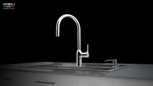 VÒI RỬA BÁT DÂY RÚT NOBILI RING NB131L vòi nước rửa chén thiết kế dây rút, dễ dàng điều chỉnh