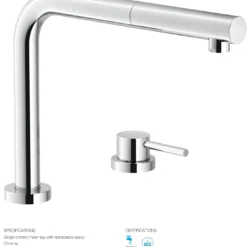 VÒI RỬA BÁT DÂY RÚT NOBILI TABLE NB242 vòi nước rửa chén thiết kế dây rút tiện dụng, chất liệu inox cao cấp