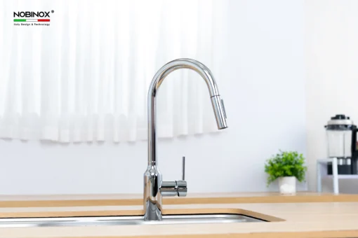 VÒI RỬA BÁT DÂY RÚT NOBINOX AQUA NX660 vòi nước rửa chén thiết kế dây rút tiện dụng, chất liệu inox cao cấp