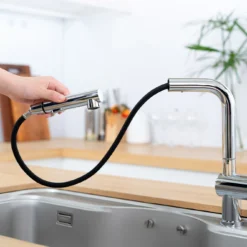 VÒI RỬA BÁT DÂY RÚT NOBINOX BIANCO NX600 vòi nước rửa chén tiết kiệm nước, thiết kế đẹp mắt