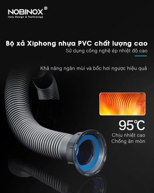 Xiphông chậu rửa bát với thiết kế thông minh, tối ưu hiệu quả thoát nước.