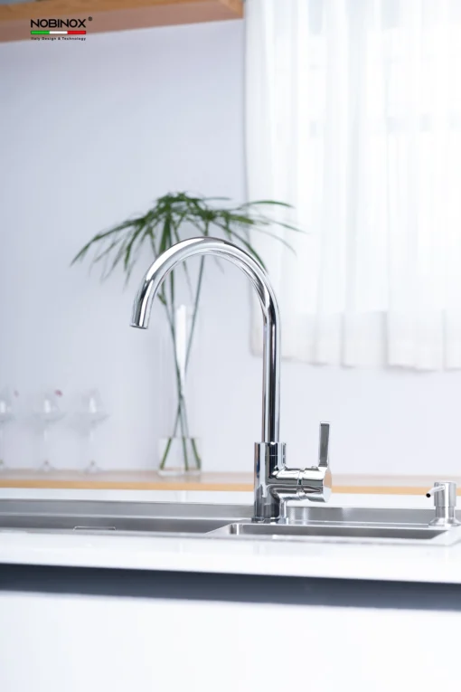 VÒI RỬA CẦN CỨNG BÁT NOBINOX LOREN NX522 vòi nước rửa bát cần cứng thiết kế hiện đại, dễ dàng vệ sinh